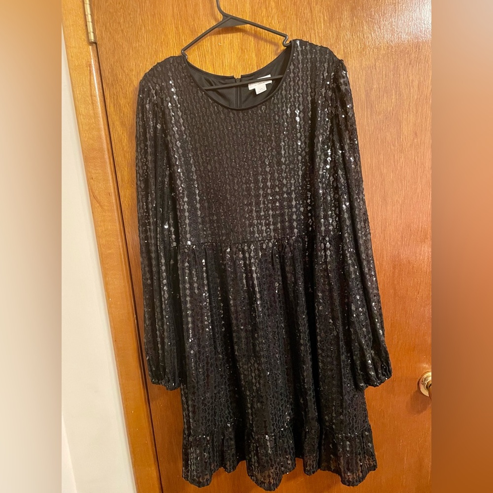 Chic Soul Long-sleeved Black Sequin Dress 2X